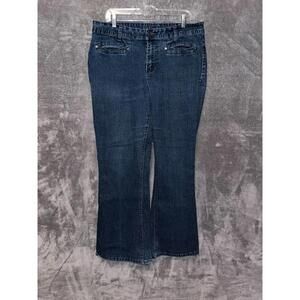 Fantasy Straight Leg Jeans Women's Size 18 Blue Denim Flat Front Pocket Stretch